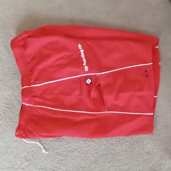 Ocean Pacific BNWOT VINTAGE MENS RED W WHITE TRIM BOARD SHORTS SZ XL - Picture 6 of 9
